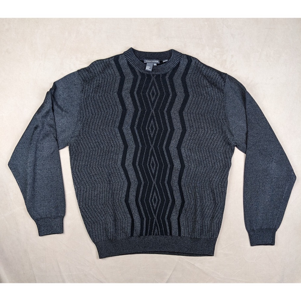 Tulliano XXL Mens Sweater Geometric Gray‎ 24x28 Textured